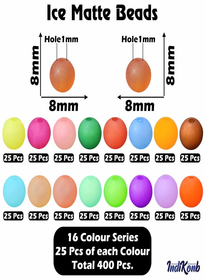 INDIKONB 400pcs 8mm Frost Pastel Multicolor Ice Matte Opaque Beads for Jewelry Making - Image 2